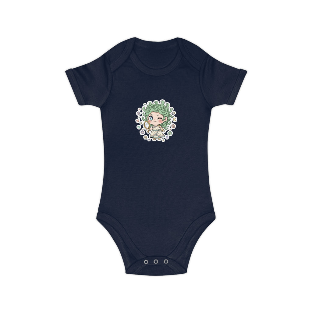 Body Neonato Verde con la piccola Meddy  – Tutina Infant in Cotone Pettinato Organico