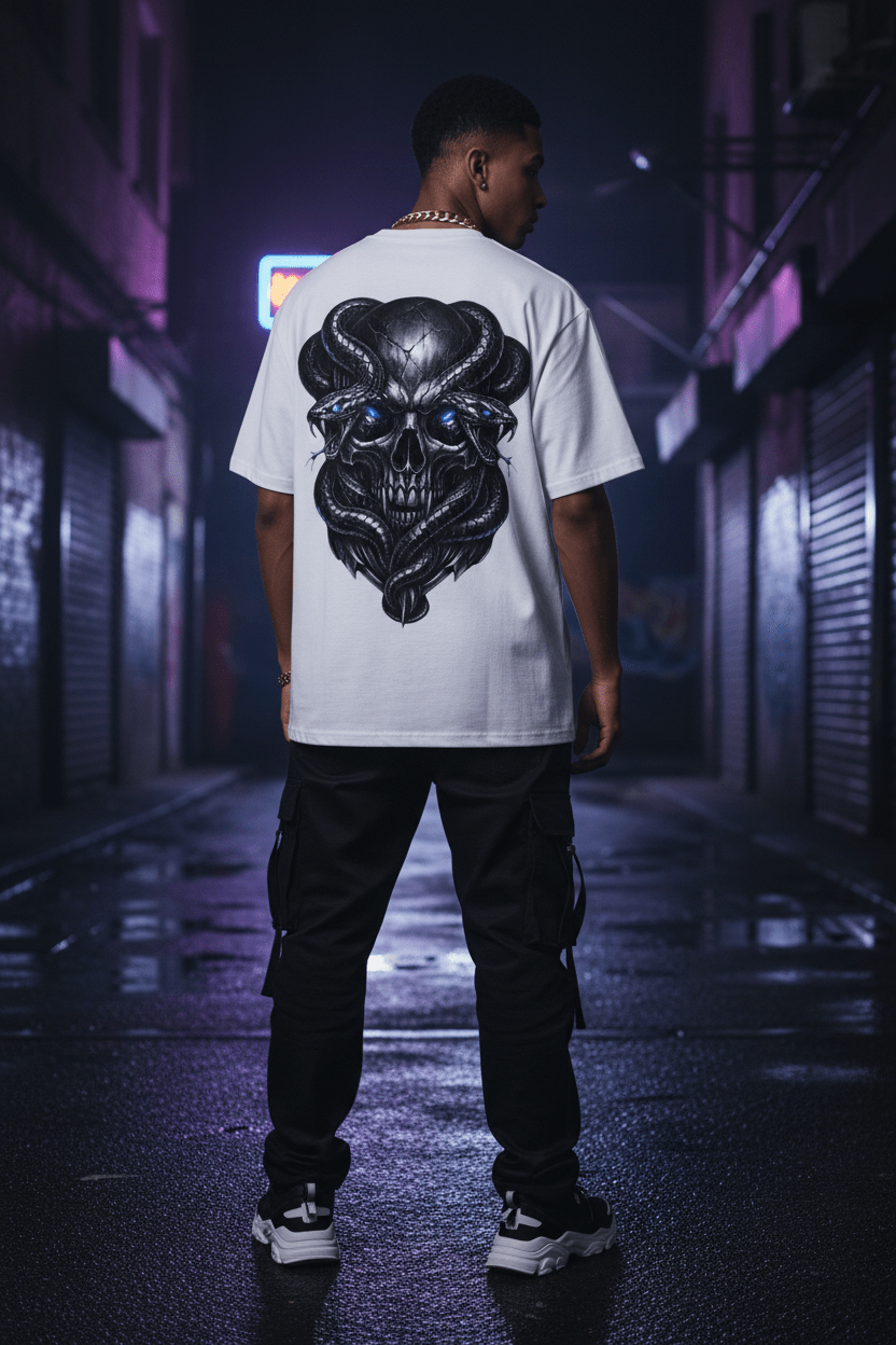 T-shirt streetwear oversize unisex con spalle scese