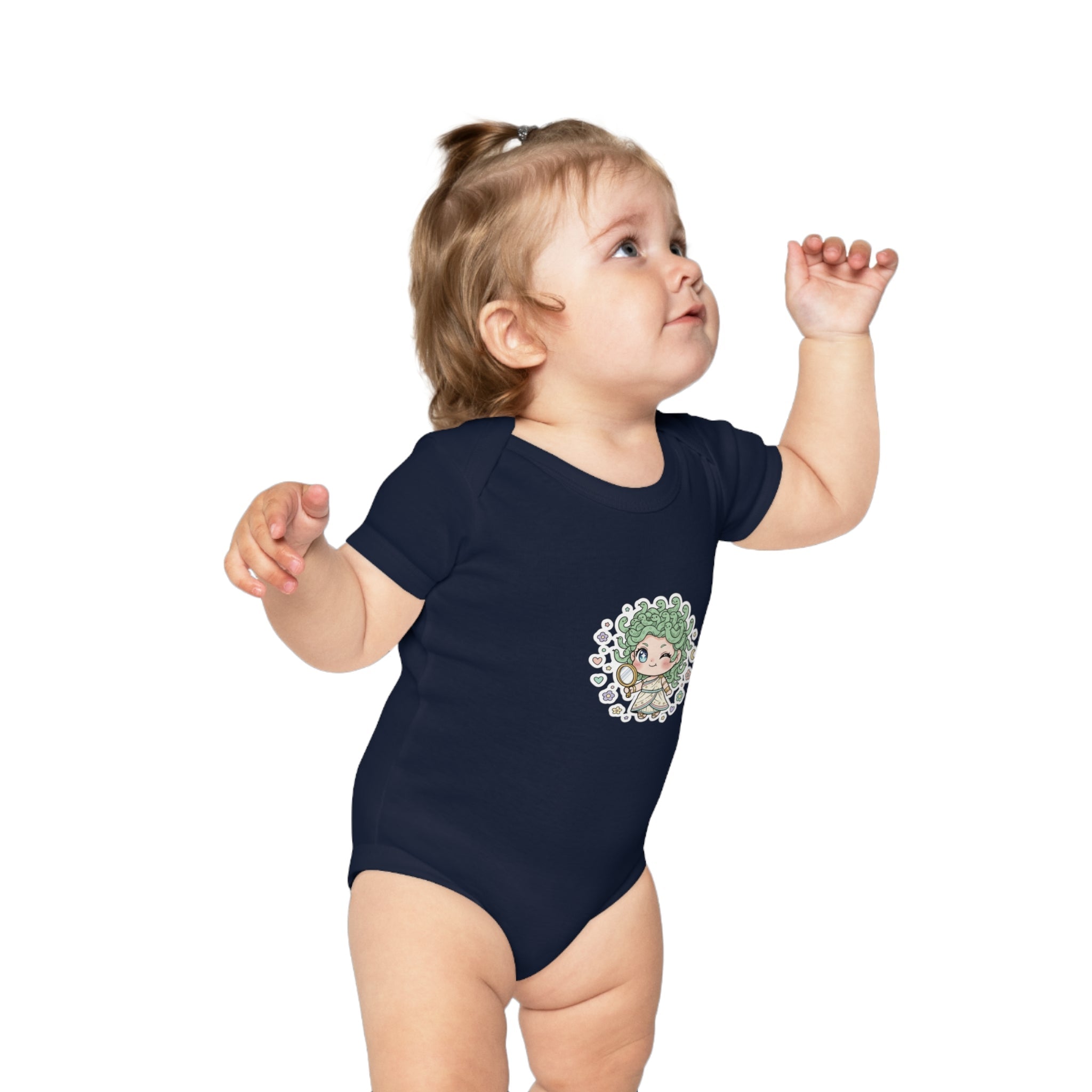 Body Neonato Verde con la piccola Meddy  – Tutina Infant in Cotone Pettinato Organico