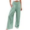 Pantaloni Larghi a Vita Alta – Gamba Ampia, Tinta Unita, Stile Casual Estate
