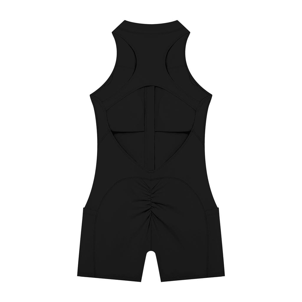 Tutina Yoga Donna con Zip a Quarto – Senza Maniche, Bodycon