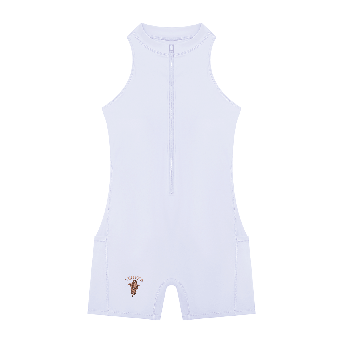 Tutina Yoga Donna con Zip a Quarto – Senza Maniche, Bodycon