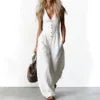 Tuta Jumpsuit Donna Scollo V – Gamba Larga in Lino e Cotone Estate 2026