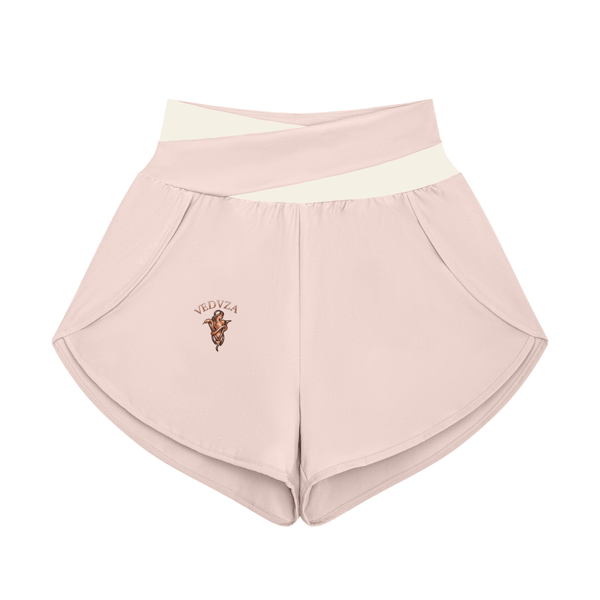 Pantaloncini Yoga Donna con Inserti – Vita Alta, Bicolore