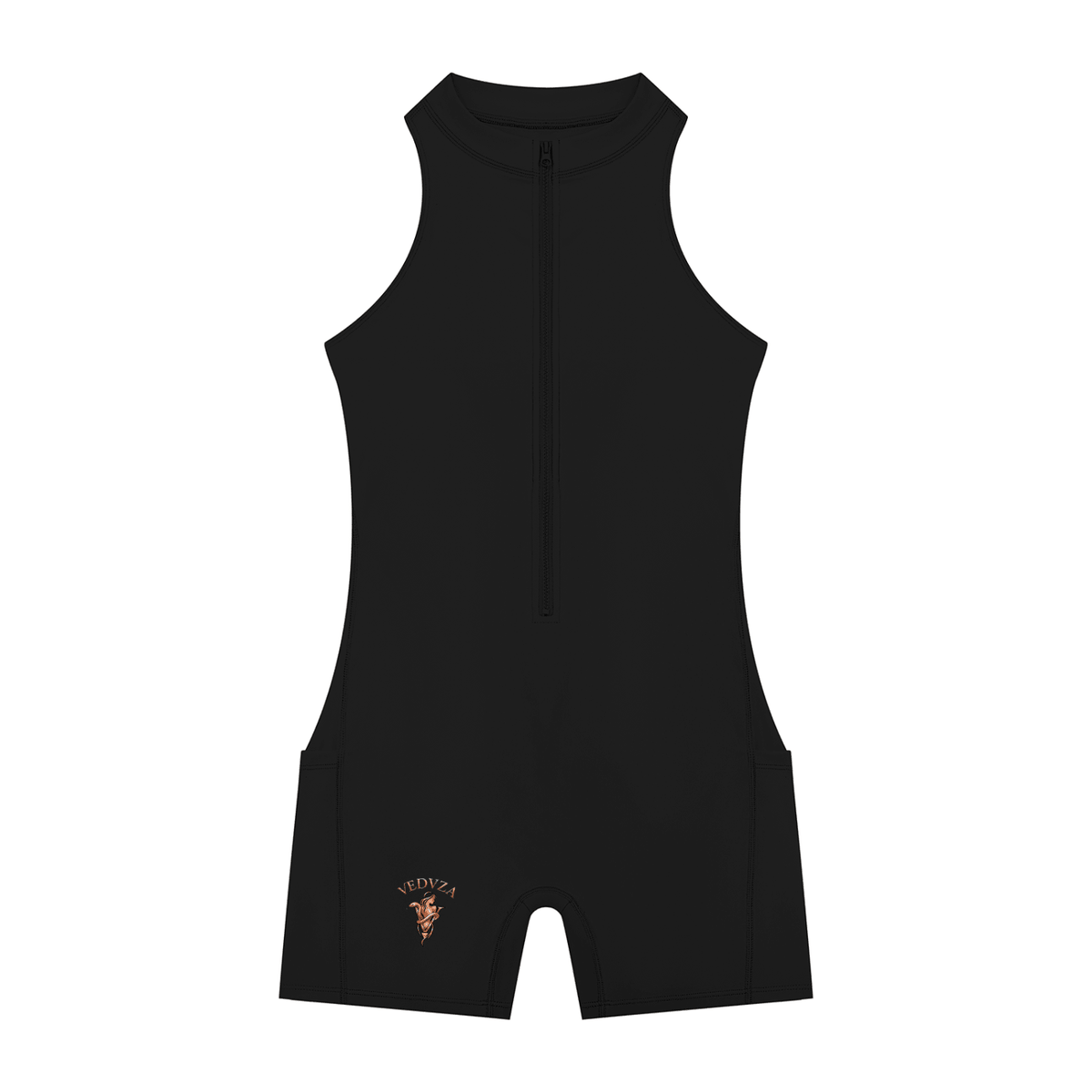 Tutina Yoga Donna con Zip a Quarto – Senza Maniche, Bodycon