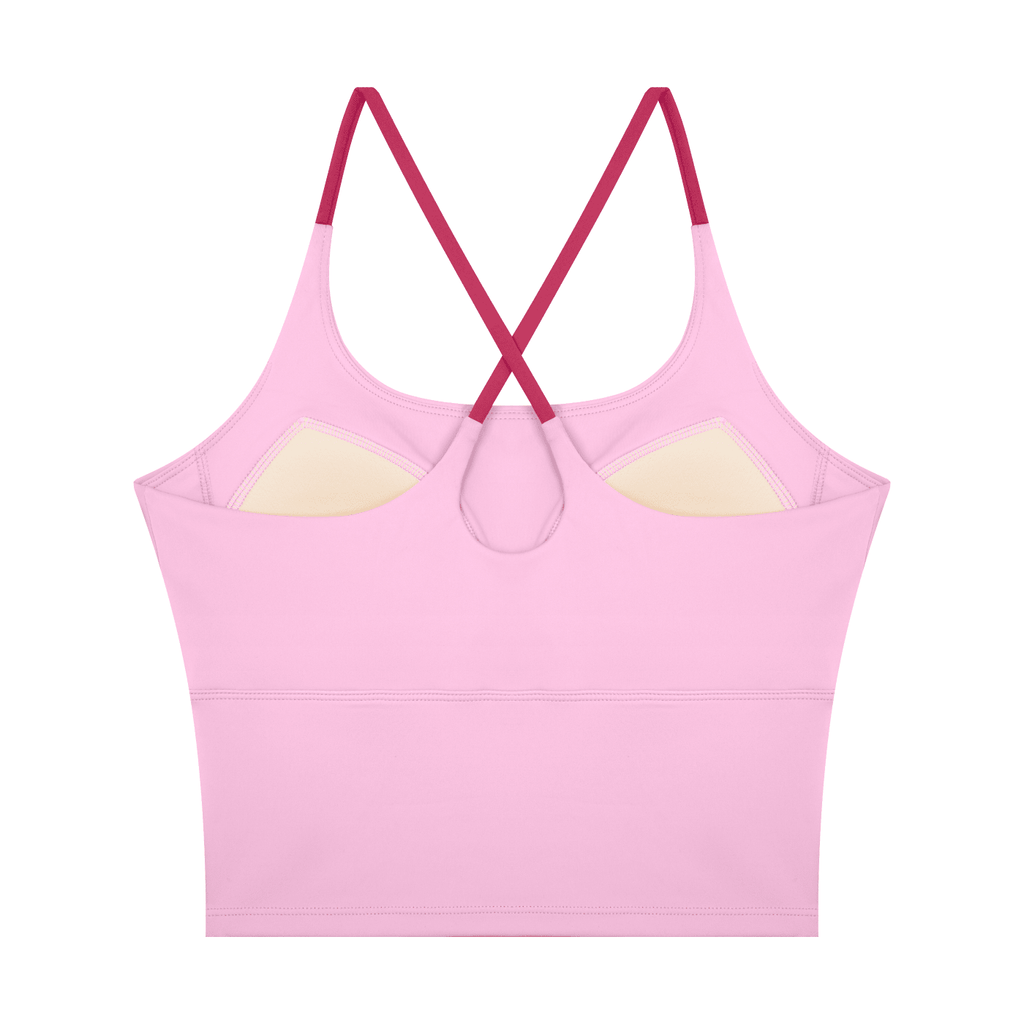 Canotta Yoga Donna Color Block – Scollo U, Crop, con Reggiseno Integrato
