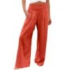 Pantaloni Larghi a Vita Alta – Gamba Ampia, Tinta Unita, Stile Casual Estate