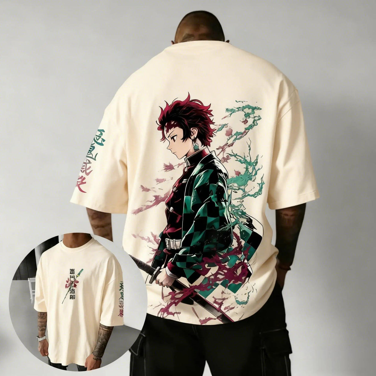 T-Shirt Demon Slayer – Maglietta Uomo Stampa Manga Casual Cotone