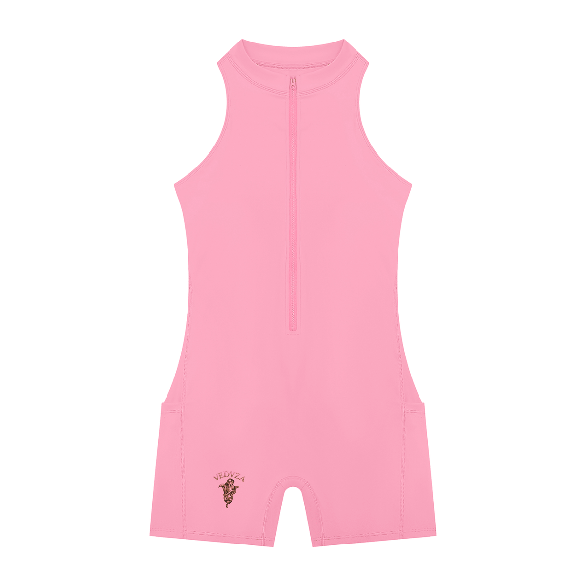 Tutina Yoga Donna con Zip a Quarto – Senza Maniche, Bodycon