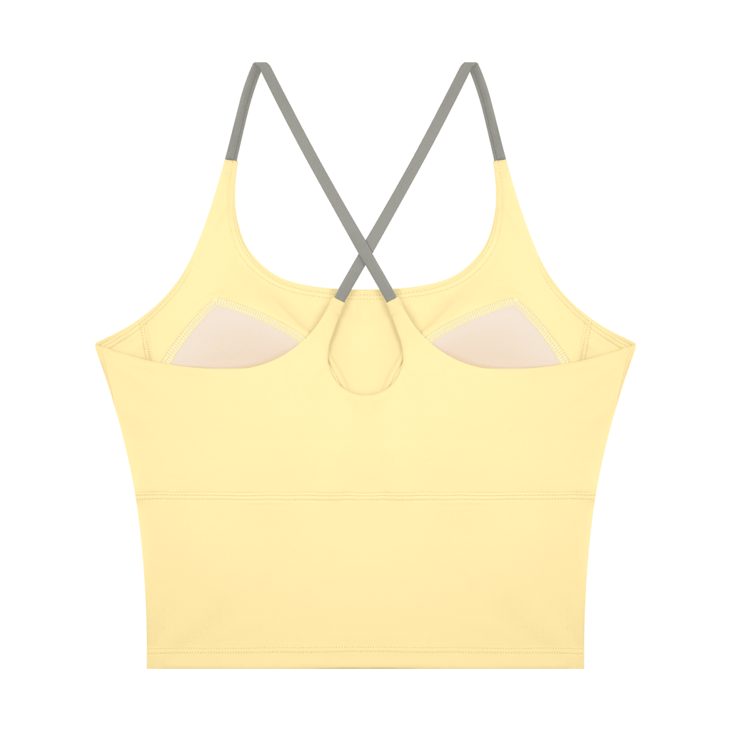 Canotta Yoga Donna Color Block – Scollo U, Crop, con Reggiseno Integrato