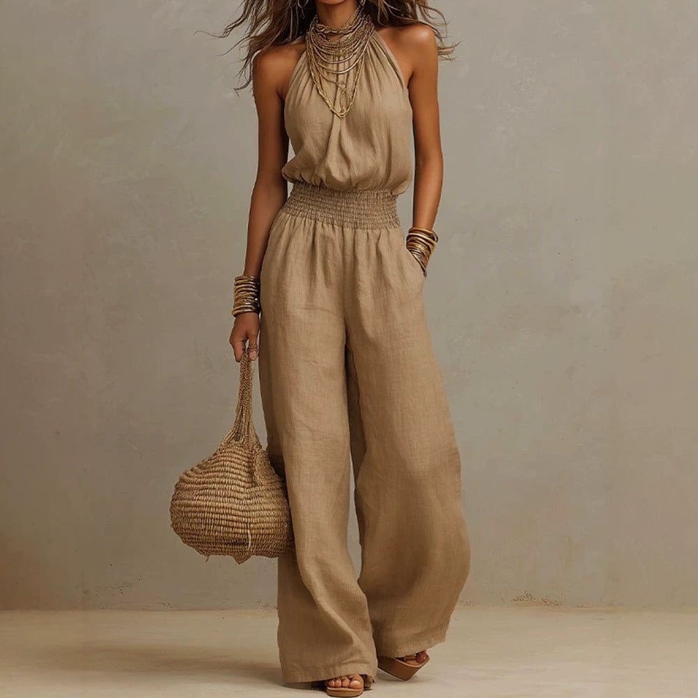 Salopette Donna Wide-Leg – Stile Workwear Retrò, Vita Elastica