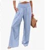 Pantaloni Larghi a Vita Alta – Gamba Ampia, Tinta Unita, Stile Casual Estate