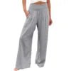 Pantaloni Larghi a Vita Alta – Gamba Ampia, Tinta Unita, Stile Casual Estate