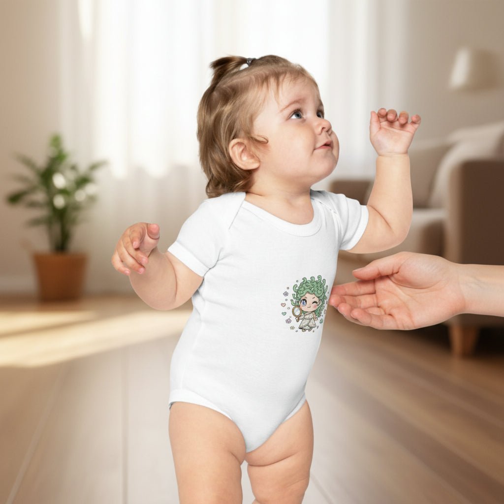 Body Neonato Verde con la piccola Meddy  – Tutina Infant in Cotone Pettinato Organico