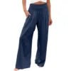 Pantaloni Larghi a Vita Alta – Gamba Ampia, Tinta Unita, Stile Casual Estate