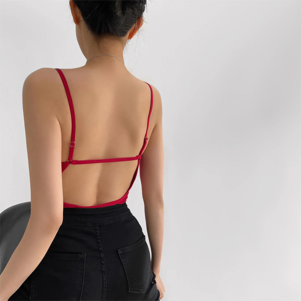 Bodysuit Schiena Scoperta Donna – Top Slim Fit Sexy Y2K Stile Club