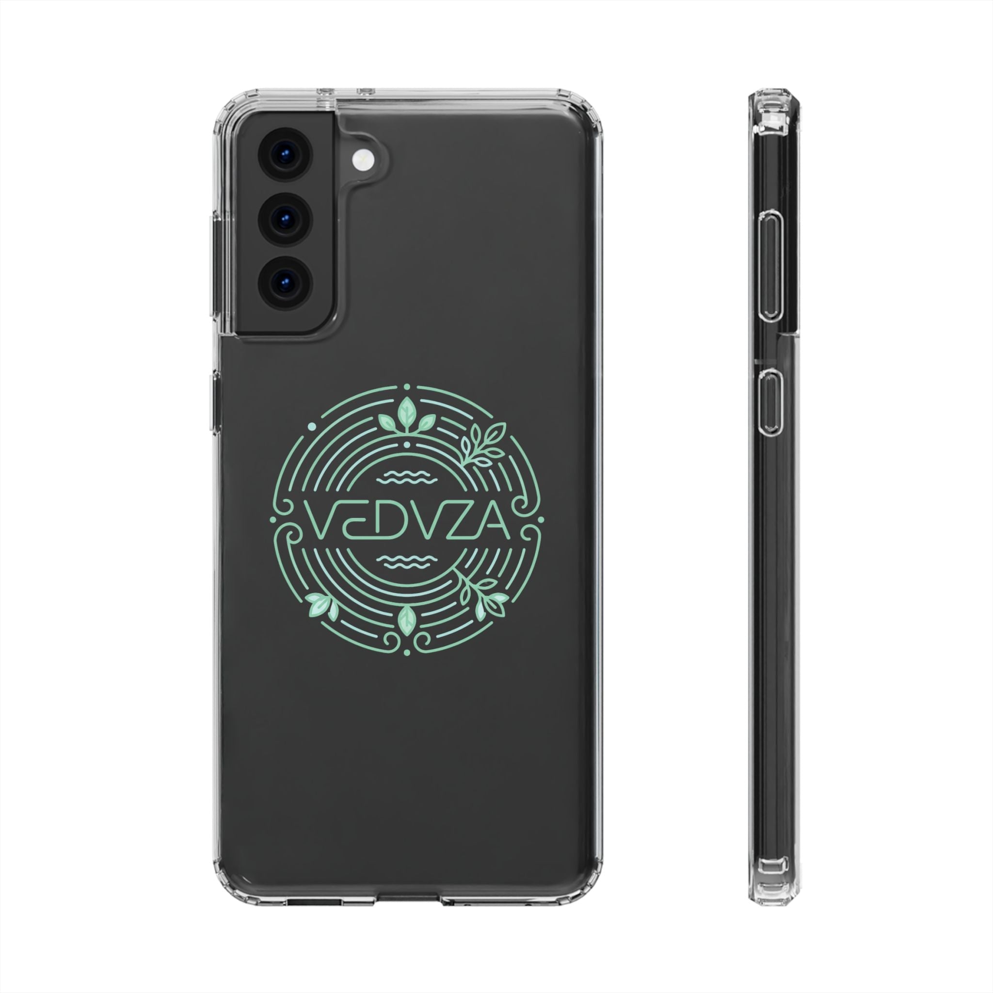 Cover Trasparente Anti-Urto — Design Glow Mint Mandala "VEDVZA"