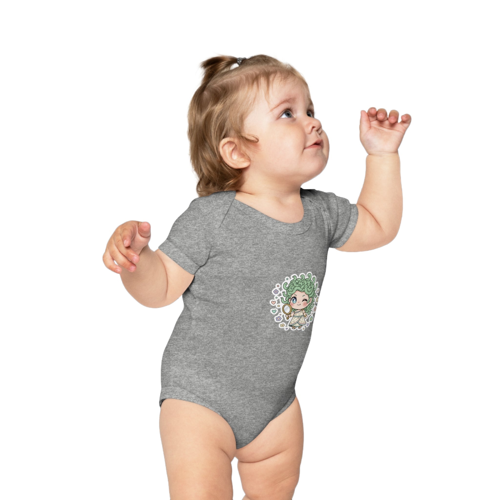 Body Neonato Verde con la piccola Meddy  – Tutina Infant in Cotone Pettinato Organico