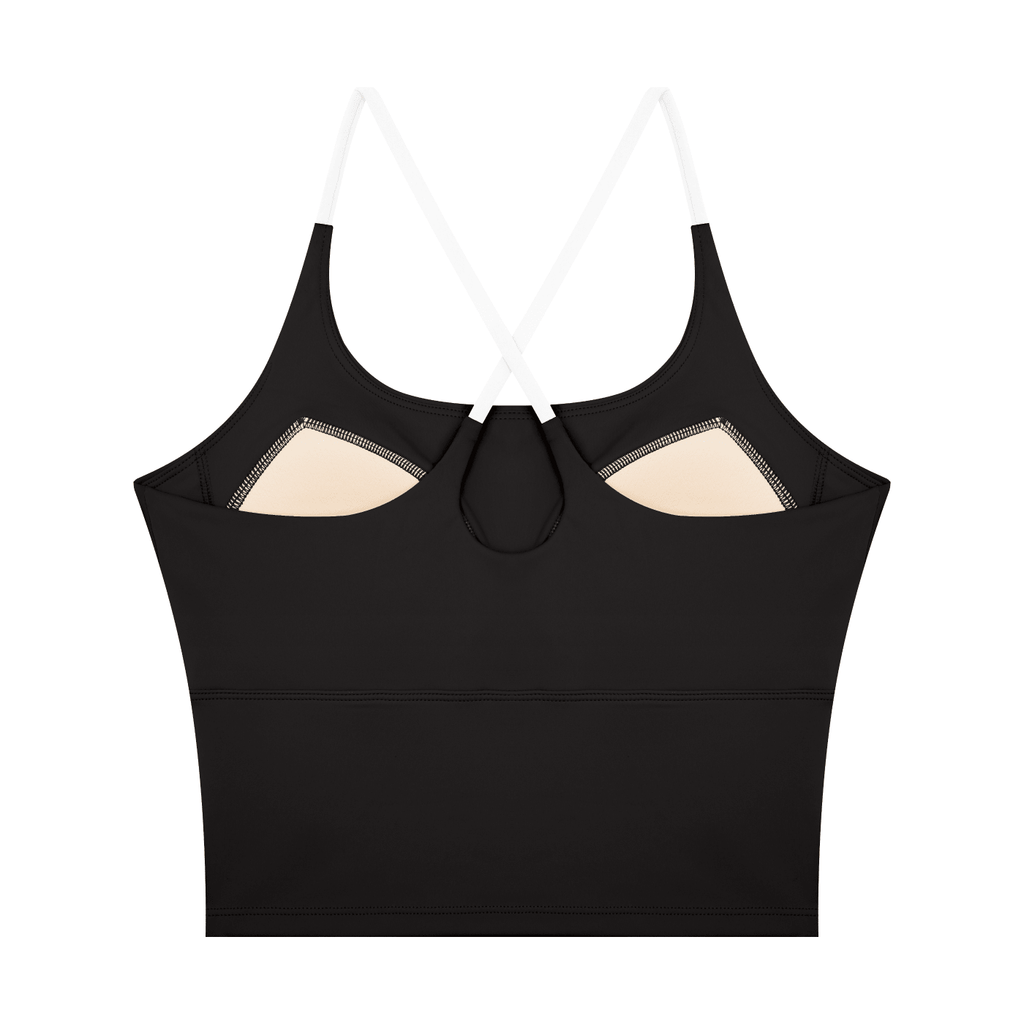 Canotta Yoga Donna Color Block – Scollo U, Crop, con Reggiseno Integrato