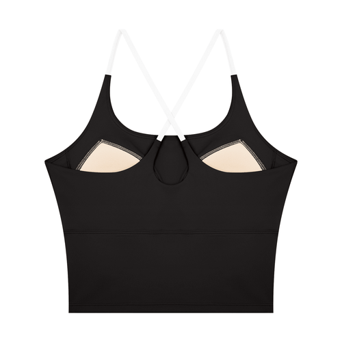 Canotta Yoga Donna Color Block – Scollo U, Crop, con Reggiseno Integrato