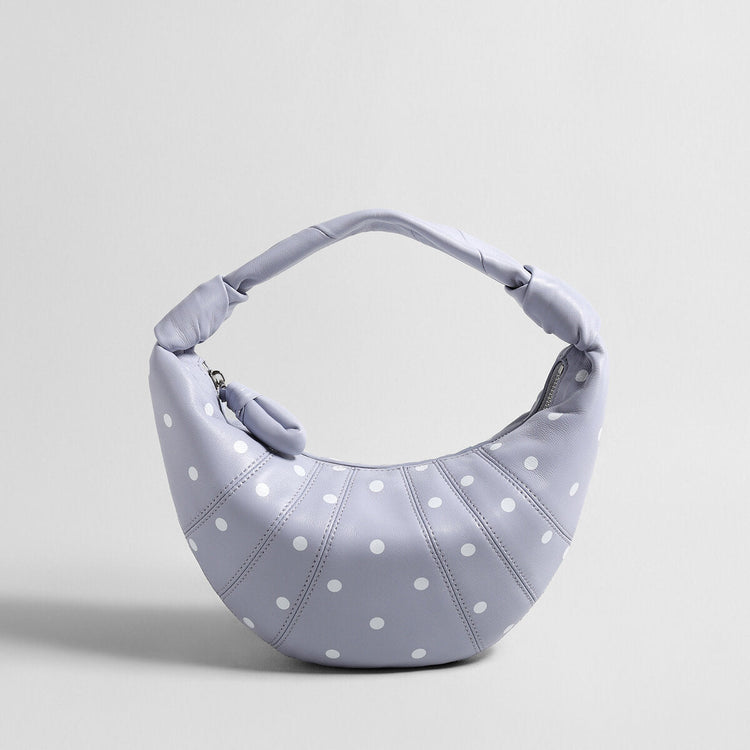Polka Dot – Borsa a mezzaluna in pelle ovina con manico annodato